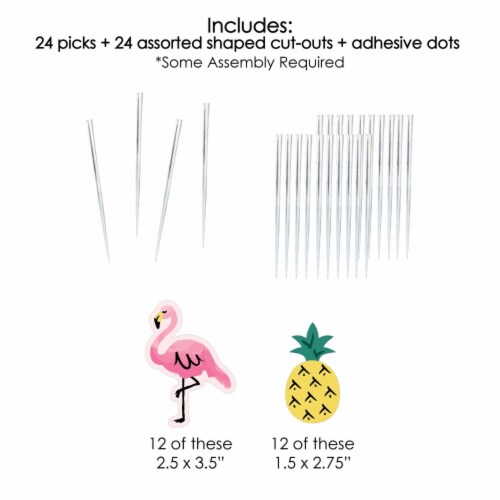 Big Dot of Happiness Pink Flamingo - Party Like a Pineapple Cupcake Toppers Treat Picks 24 Ct Perspective: left