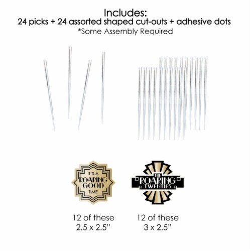 Big Dot of Happiness Roaring 20's - Cupcake Toppers 1920s Art Deco Jazz Treat Picks - 24 Ct Perspective: left