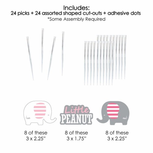 Big Dot of Happiness Pink Elephant Dessert Cupcake Toppers Girl Party Clear Treat Picks 24 Ct Perspective: left