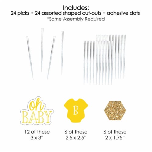 Big Dot of Happiness Baby Neutral Dessert Cupcake Toppers Baby Shower Clear Treat Picks 24 Ct Perspective: left