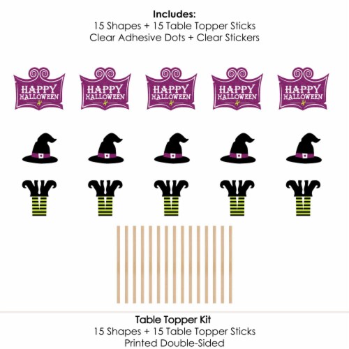 Big Dot of Happiness Happy Halloween - Witch Party Centerpiece Sticks - Table Toppers - 15 Ct Perspective: left