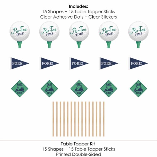 Big Dot of Happiness Par-Tee Time Golf Birthday or Retirement Centerpiece Table Toppers 15 Ct Perspective: left