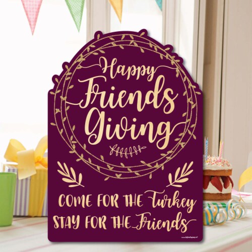 Big Dot of Happiness Elegant Thankful for Friends Party Decor Thanksgiving Welcome Yard Sign Perspective: left