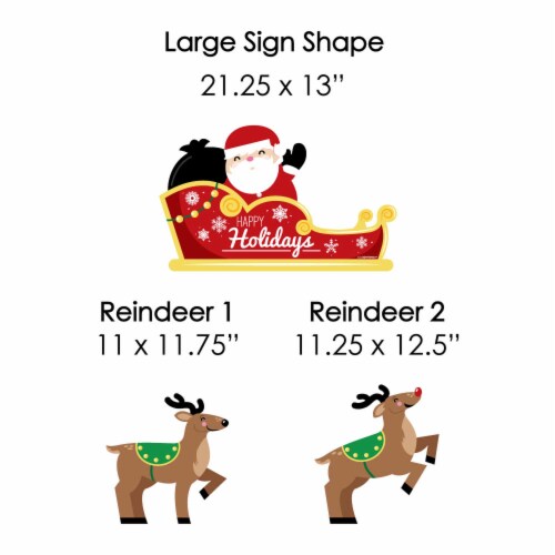 Big Dot of Happiness Santa's Reindeer - Lawn Decor - Santa Claus Christmas Yard Signs 8 Ct Perspective: left