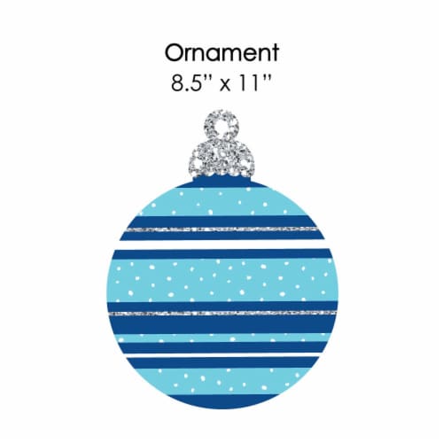 Big Dot of Happiness Hanging Blue & Silver Ornaments Outdoor Christmas Porch Tree Decor 10 Pc Perspective: left