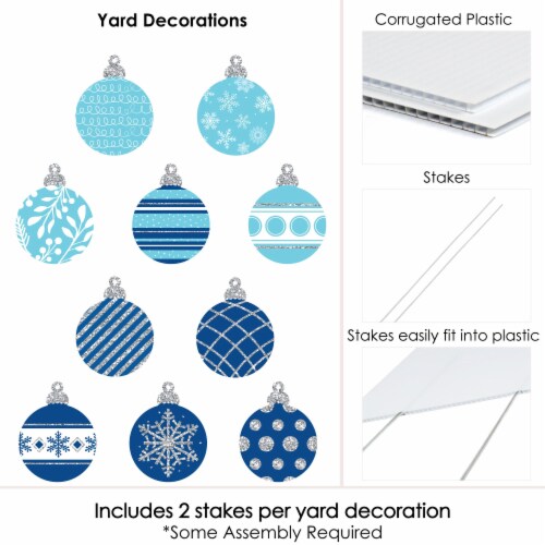 Big Dot of Happiness Blue & Silver Ornaments Lawn Outdoor Holiday Christmas Yard Decor 10 Pc Perspective: left