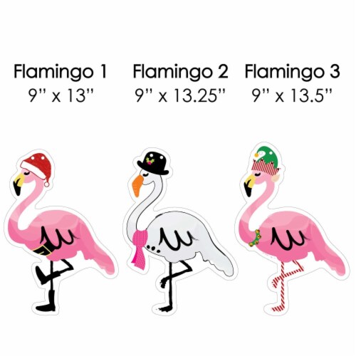 Big Dot of Happiness Hanging Flamingle Bells - Outdoor Christmas Porch Tree Yard Decor 10 Pc Perspective: left