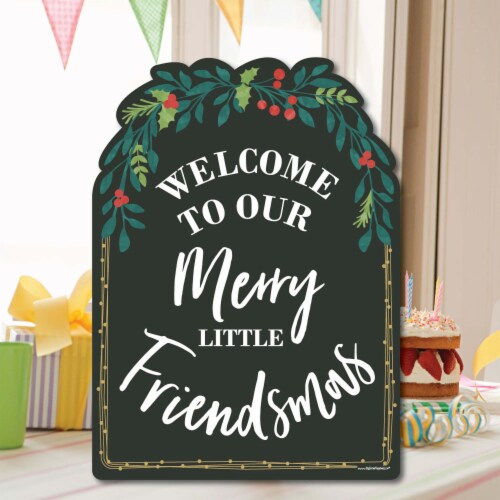 Big Dot of Happiness Rustic Merry Friendsmas Party Decor Friends Christmas Welcome Yard Sign Perspective: left