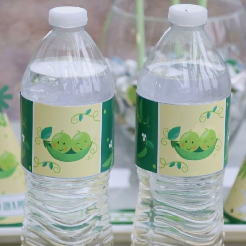 Big Dot of Happiness Double the Fun - Twins Two Peas in a Pod - Water Bottle Labels 20 Ct Perspective: left