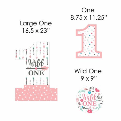 Big Dot of Happiness She's a Wild One - Lawn Decor Boho Floral 1st Birthday Yard Signs 8 Ct Perspective: left