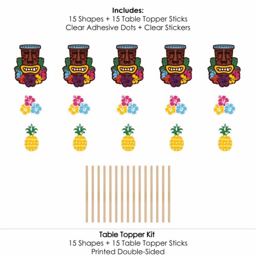 Big Dot of Happiness Tiki Luau - Hawaiian Party Centerpiece Sticks - Table Toppers - 15 Ct Perspective: left