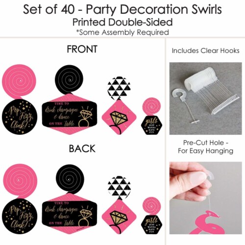 Big Dot of Happiness Girls Night Out - Bachelorette Hanging - Party Decoration Swirls - 40 Ct Perspective: left