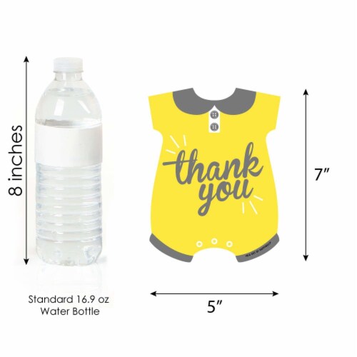 Big Dot of Happiness Hello Little One Yellow & Gray Shaped Thank You Cards & Envelopes 12 Ct Perspective: left