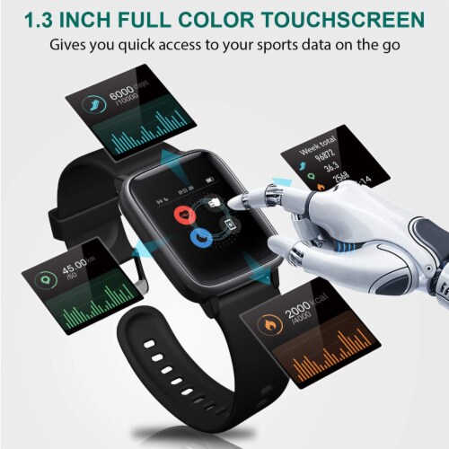 Letsfit ID205L Smartwatch Heart Rate & Activity Monitor - Black Perspective: left