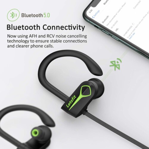 Letsfit U8L Bluetooth Headphones - Green/Black Perspective: left