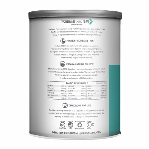 Designer Whey® French Vanilla Protein Powder Perspective: left