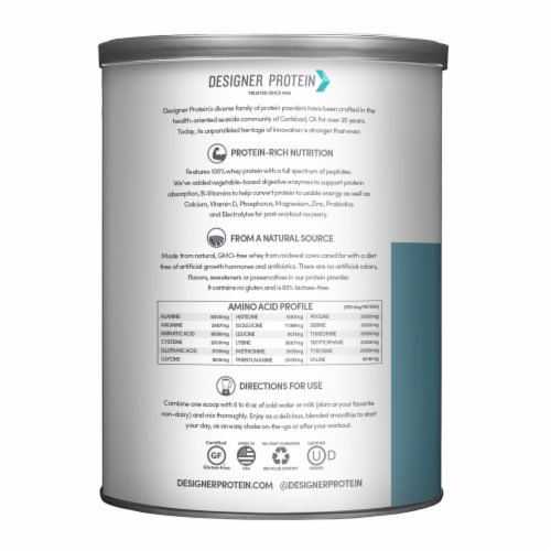 Designer Whey Plain & Simple Protein Powder Perspective: left