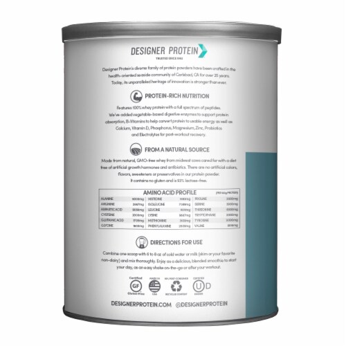Designer Whey Plain & Simple Protein Powder Perspective: left