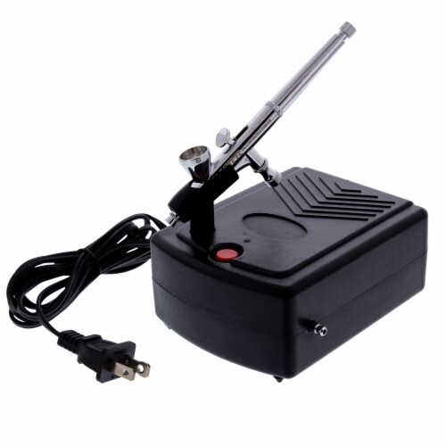 Airbrushing System with Gravity Feed Airbrush with 0.3mm Tip, Mini Compressor, Hose, Case Perspective: left