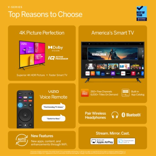 VIZIO 43" Class VSeries 4K UHD LED HDR Smart TV V435J01, 43 in