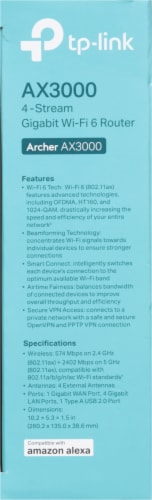 TP-Link Archer AX3000 4-Stream Gigabit Wi-Fi 6 Router Perspective: left
