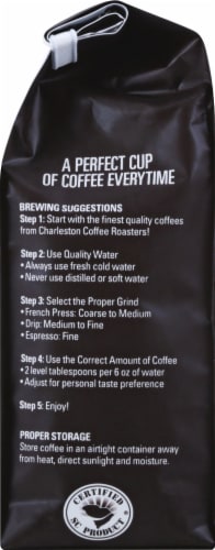 Charleston Coffee Roasters Rainforest Blend Dark Roast Organic Ground Coffee Perspective: left