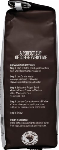 Charleston Coffee Roasters Kiawah Organic Dark Roast Ground Coffee Perspective: left