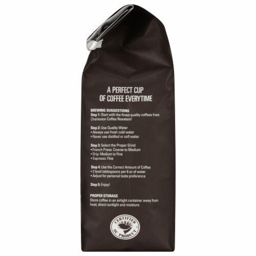 Charleston Coffee Roasters Organic Ground Coffee Perspective: left
