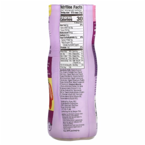 Plum Organics® Mighty Puffs Ancient Grain + Chickpea Snack Beet + Strawberry Perspective: left