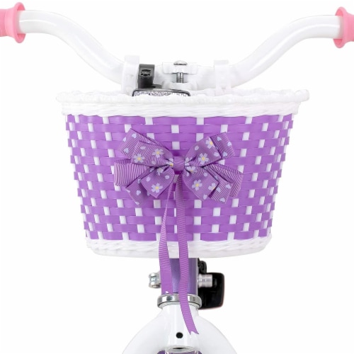 JOYSTAR Angel Kids Bike for Girls Ages 3-5 w/ Training Wheels, 14 Inch, Purple Perspective: left