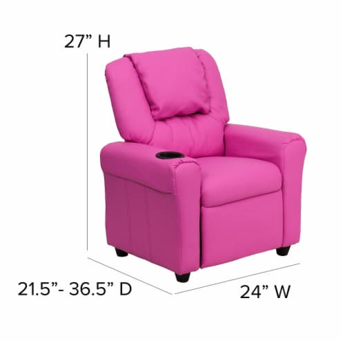 Flash Furniture Contemporary Vinyl Kids Recliner W Cup Holder and Headrest Hot Pink 1 City Market