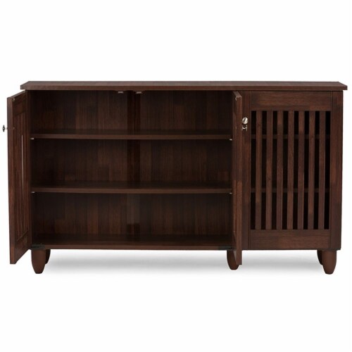 Baxton Studio Fernanda 3 Door Shoe Cabinet in Dark Brown 1
