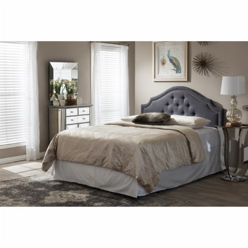 Baxton Studio Cora Modern and Contemporary Dark Grey Fabric Upholstered Queen Size Headboard