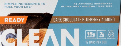 Come Ready  Clean Protein Bars- Dark Chocolate Blueberry Almond Protein Bars Perspective: left
