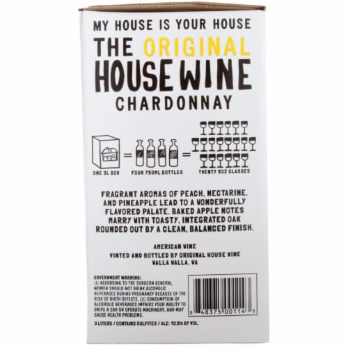 House Wine Chardonnay White Wine Perspective: left