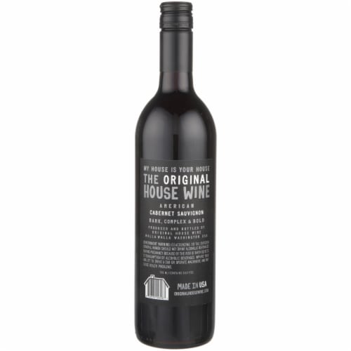 House Wine Dark Cabernet Sauvignon California Red Wine Perspective: left