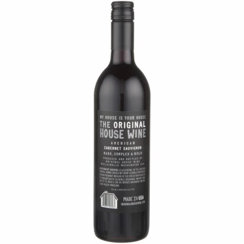 House Wine Dark Cabernet Sauvignon California Red Wine Perspective: left