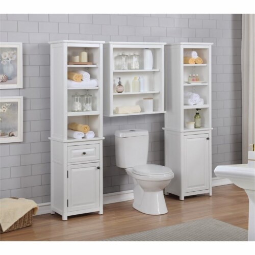 Dorset 27 W x 29 H Wall Mounted Bath Storage Cabinet with Two Open Shelves Perspective: left