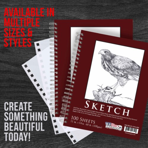 11  x 14  Left Hand Spiral 60lb Sketch Drawing Pad (Pack of 2) Perspective: left