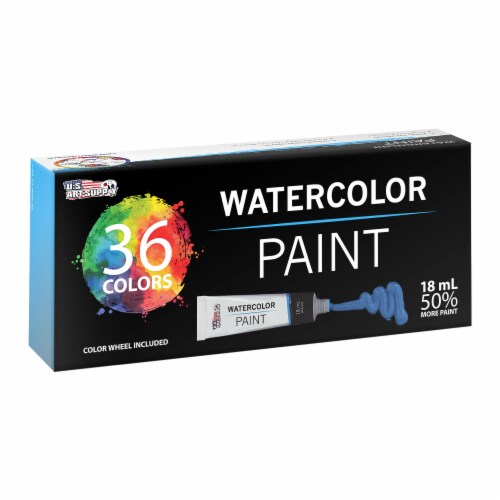 36 Color Set of Watercolor Paint in Large 18ml Tubes - Vivid Colors Kit for Artists, Students Perspective: left