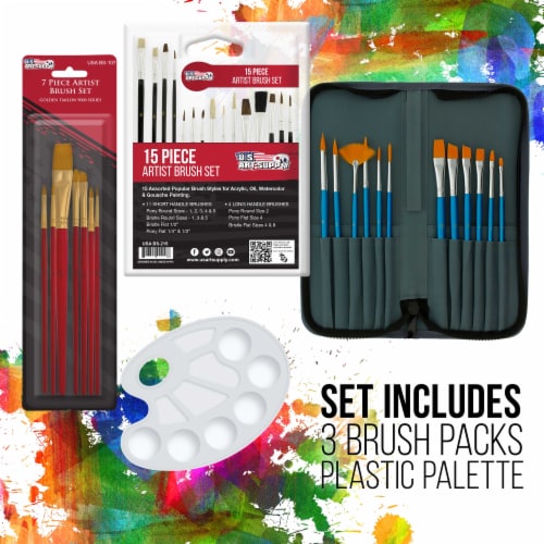 US Art Supply 133pc Deluxe Artist Painting Set with Aluminum and Wood Easels