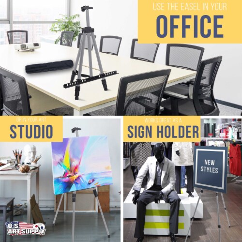 66  Aluminum Tripod Artist Field & Display Easel Stand - Adjustable Height 20  to 5.5 ft Perspective: left