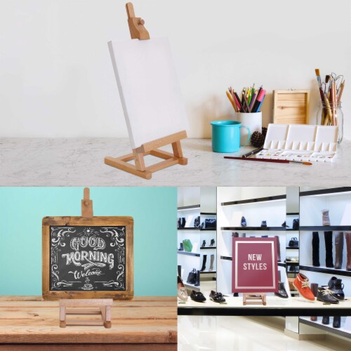 16  Mini Tabletop Wooden H-Frame Studio Easel - Artists Adjustable Painting and Display Easel Perspective: left