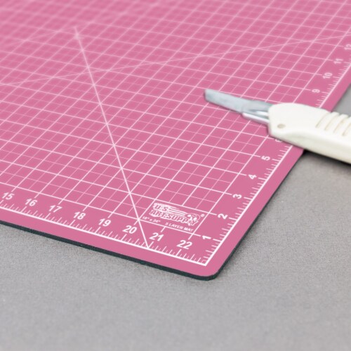 18  x 24  Pink/Blue Self Healing 5-Ply Double Sided Durable Non-Slip PVC Cutting Mat Perspective: left