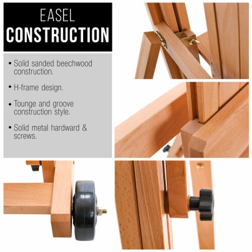 Multi-Function Studio Artist Wooden Floor Easel - Adjustable, Tilts Flat, Adjusts to 97  High Perspective: left