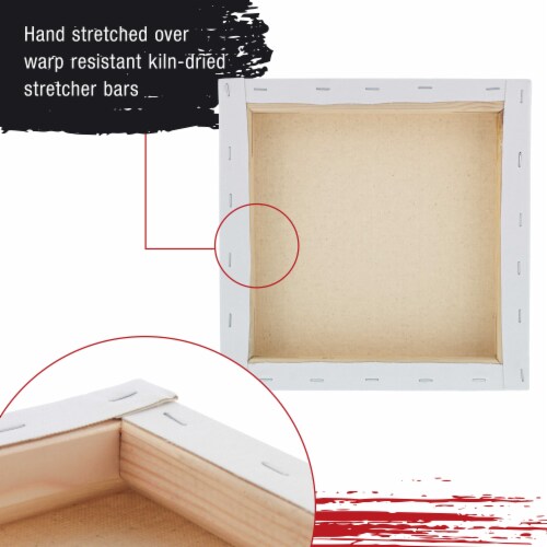 8  x 8  Gallery Depth 1-1/2  Profile Stretched Canvas 5-Pack - Gesso Triple Primed Cotton Perspective: left