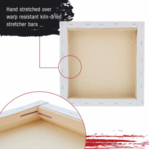 10  x 10  Gallery Depth 1-1/2  Profile Stretched Canvas 4-Pack - Gesso Triple Primed Cotton Perspective: left