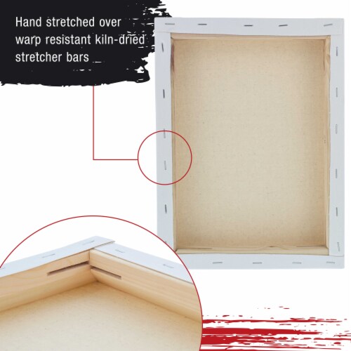 12  x 16  Gallery Depth 1-1/2  Profile Stretched Canvas 3-Pack - Gesso Triple Primed Cotton Perspective: left
