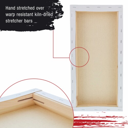 12  x 24  Gallery Depth 1-1/2  Profile Stretched Canvas 3-Pack - Gesso Triple Primed Cotton Perspective: left