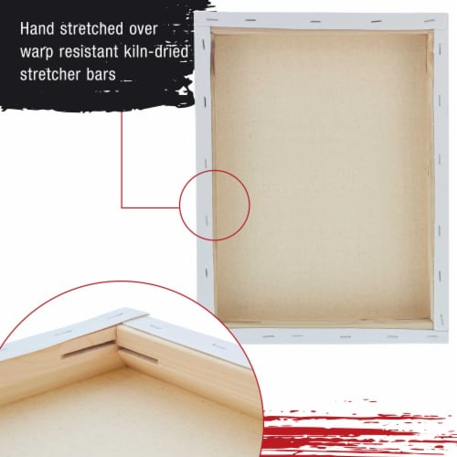 18  x 24  Gallery Depth 1-1/2  Profile Stretched Canvas 3-Pack - Gesso Triple Primed Cotton Perspective: left